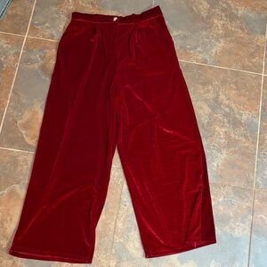 Red Velvet Wide Leg Pants